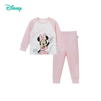 Disney 迪士尼 春秋女童家居服套装婴幼儿童内衣长袖睡衣T恤套装 桃粉110cm