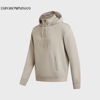 阿玛尼EMPORIO ARMANI24春季EA男装刺绣鹰标落肩连帽卫衣 0177浅咖 XL