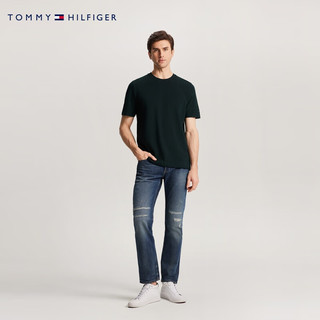 TOMMY HILFIGER24春季男休闲通勤舒适纯色打底合身短袖T恤MW0MW35243 墨绿色0GY M （：135-150斤）