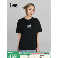 Lee 24春季Oversize水滴式Logo印花女短袖T恤休闲LWT0082174LE 黑色 M