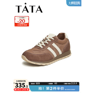 他她（TATA）2024春时尚休闲厚底女运动鞋DWEZ1AM4 啡/白 38