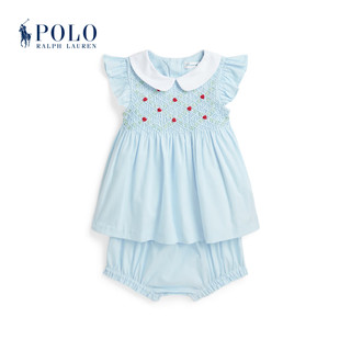 Polo Ralph Lauren 拉夫劳伦 女婴 24年春棉质上衣和灯笼裤套装RL41187 400-淡玉蓝 18M