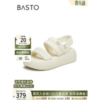 百思图（BASTO）2024夏季时尚休闲运动凉厚底女凉鞋UCL31BL4 米白 40