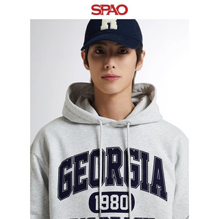 SPAO韩国同款2024年春季男士字母印花连帽套头卫衣SPMHE12C64 海军蓝 XL