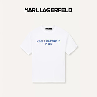 Karl Lagerfeld卡卡尔拉格斐2024春logo刺绣休闲T恤老佛爷241N1715 白色 48