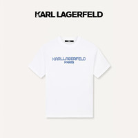 Karl Lagerfeld卡卡尔拉格斐2024春logo刺绣休闲T恤老佛爷241N1715 白色 50