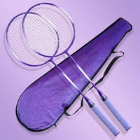 宅体验羽毛球拍耐打双拍情侣学生通用羽毛球拍套装高弹力 紫色（3尼龙球+拍包）