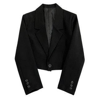 短款黑色西装外套女士春秋新款休闲设计感小众小个子西服