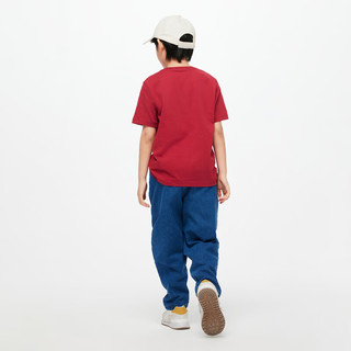 Gap男童2024春季纯棉印花图案圆领短袖T恤儿童装上衣430241 红色 160cm(XL)亚洲尺码