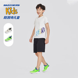 Skechers斯凯奇儿童鞋软弹力一脚蹬2024春季网面透气休闲运动鞋403866L 柠檬色/蓝色/LMBL 37码