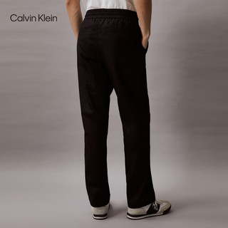 Calvin Klein Jeans24春夏男士简约刺绣抽绳腰纯棉直筒休闲长裤J325560 BEH-太空黑 S