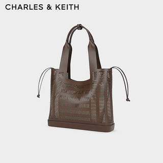 CHARLES&KEITH24春季大容量镂空手提包托特包女CK2-30840558 Dark Brown深棕色 XL