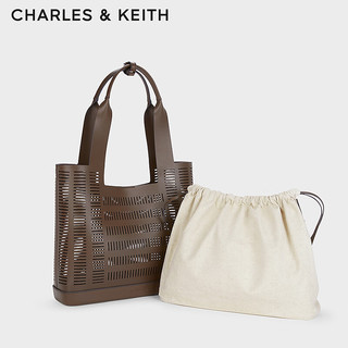 CHARLES&KEITH24春季大容量镂空手提包托特包女CK2-30840558 Dark Brown深棕色 XL