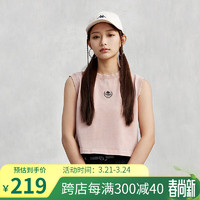 卡帕复古背心2024女夏纯棉字母休闲无袖上衣K0E42VV01 桃皮粉-5005 XL