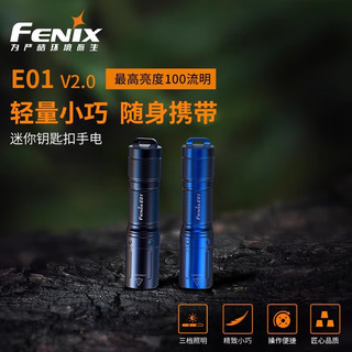 FENIX 菲尼克斯 E01V2.0微小迷你手电筒强光防水AAA电池钥匙扣手电 E01 V2.0(蓝色)