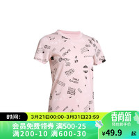 DECATHLON 迪卡侬 短袖T恤女宽松春夏时尚半袖潮上衣QUW粉-粉色涂鸦L-4602298