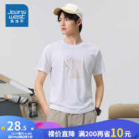 JEANSWEST 真维斯 夏季新款平纹圆领印花短袖T恤W 米白2110 170/88A/S