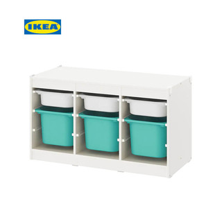 IKEA 宜家 TROFAST舒法特储物组+盒99x44x55白/天蓝