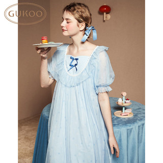 GUKOO 果壳 夏季新款女士网纱系列公主睡裙甜美女家居服套装可外穿