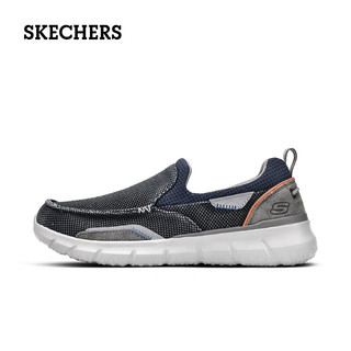 斯凯奇（Skechers）男士休闲鞋舒适复古一脚蹬百搭时尚帆布鞋男 海军蓝色 39.5