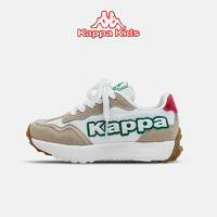 KAPPA KIDS卡帕童鞋2024春季男童休闲鞋运动鞋透气网面软底女童跑步鞋子 白/绿 单层 男女同款 39 适合脚长24.2-24.8cm