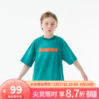 Kappa Kids卡帕儿童夏季短袖纯棉潮流撞色男女童中大童 绿色   120