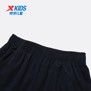 特步（XTEP）儿童运动休闲短裤夏季速干运动裤子袭击运动裤 纯正黑 160cm