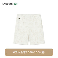 LACOSTE法国鳄鱼男童24年卡通文案短裤|GJ7666 70V/米白色 14A / 150cm