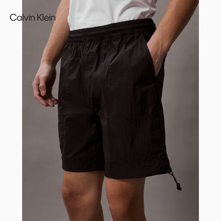 Calvin Klein Jeans24春夏男士印花松紧腰徒步登山宽松运动短裤J325508 BEH-太空黑 S