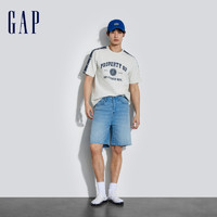 Gap 盖璞 男女装2024夏季新款logo纯棉拼接织带短袖T恤圆领上衣885847