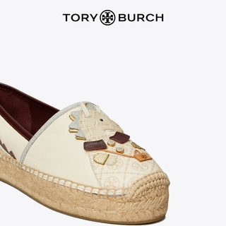 Tory Burch 汤丽柏琦 生肖龙平底渔夫鞋单鞋TB 157035 桦木色/灰色/金色 250 5.5  36
