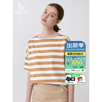 哈吉斯（HAZZYS）女装 2024春夏女士宽松条纹休闲T恤衫女ASTSE0BBX27 米色BI 170/92A 42