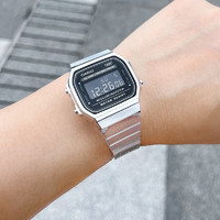 CASIO 卡西欧 手表女时尚果冻透明小方块学生电子手表A158W/f91/A168XES