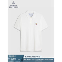 布克兄弟（BrooksBrothers）男士24春夏Supima棉卡通图案短袖Polo衫 1001-白色 XL