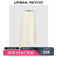 UR女装法式温柔气设计感不规则木耳边半裙UWG530020 象牙白 M