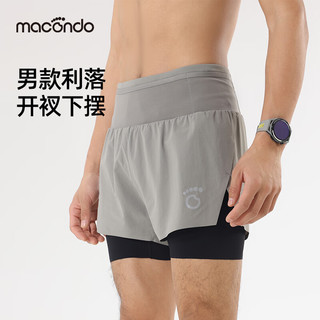 马孔多（macondo）运动短裤紧身长内衬3代 吸湿速干男4英寸女3.5英寸水溶纱跑步短裤 女款3.5英寸（烟雾灰） XXXL