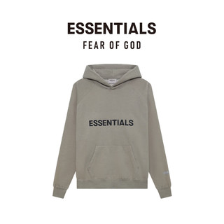 FEAR OF GOD ESSENTIALS胶印LOGO系列棉质连帽卫衣男女加绒运动潮流时尚简约加绒外套 黑色 L