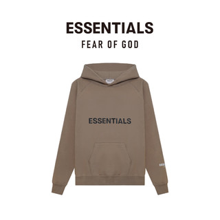 FEAR OF GOD ESSENTIALS胶印LOGO系列棉质连帽卫衣男女加绒运动潮流时尚简约加绒外套 黑色 L