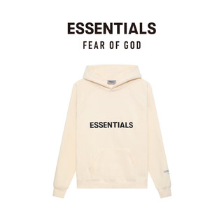 FEAR OF GOD ESSENTIALS胶印LOGO系列棉质连帽卫衣男女加绒运动潮流时尚简约加绒外套 黑色 L