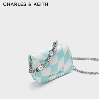 CHARLES&KEITHCK6-30681004女士拼色菱格链条手提钱包 Light Blue浅蓝色 XXS
