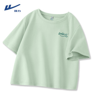 回力水绿色短袖T恤女2024年夏季短款小个子显瘦运动休闲半袖上衣 丁香紫-回力笑脸 M