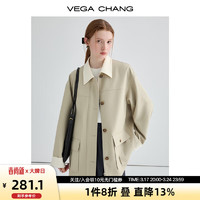 VEGA CHANG风衣女2024年春宽松显瘦气质英伦风休闲外套ins潮 开心果色 S