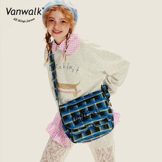 vanwalk毛怪系列 自制美式复古斜挎包女款单肩帆布袋大容量邮差包 粉粉星