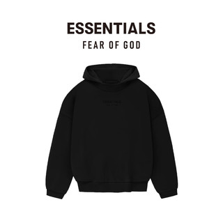 FEAR OF GOD ESSENTIALS拉丝棉质连帽卫衣美式高街潮牌带帽宽松舒适时尚潮流简约外套 玄英黑 Jet Black XS