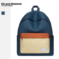 Mr.ace Homme-mrace原创双肩包女书包时尚撞色百搭电脑包男背包大容量 黛蓝色