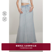 ochirly欧时力 鱼尾裙长款牛仔半身裙 浅蓝 XL