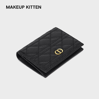 MAKEUP KITTEN 牛皮钱包女短款轻奢侈单品大容量卡包女手拿 黑色-新时尚款