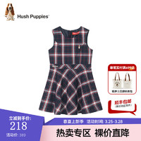 暇步士（Hush Puppies）童装儿童女大童秋季马甲裙简约圆领优雅时尚 藏蓝 150cm