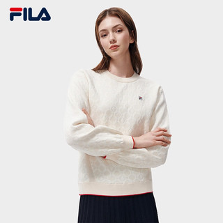 斐乐（FILA） FILA 斐乐女子织衫春季时尚圆领宽松休闲长袖上衣 蒸汽白-IV 170/88A/L