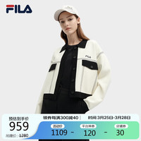 FILA 斐乐 女士织外套2024春时尚休闲宽松撞色翻领外搭 170/88A/L